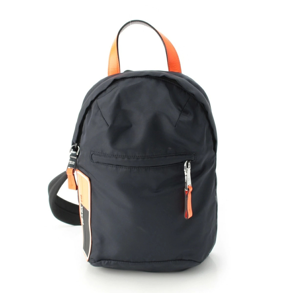 Prada Sling Shoulder Bag One Orange Navy Blue